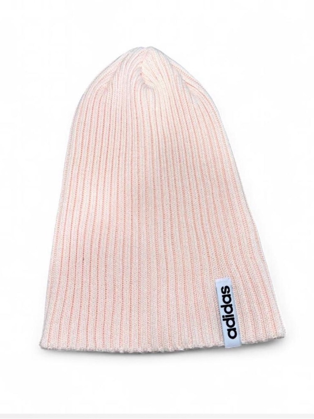 Adidas Women's Light Pink Ribbed Knit Beanie Hat OSFW Cotton Blend